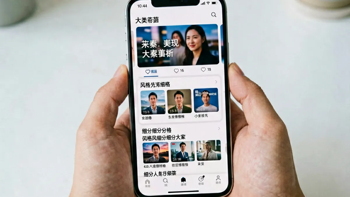 用户在手机上浏览樱桃视频的内容分类标签页面，展示三级标签筛选的精细程度